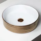 Lavatório de bancada em porcelanato ondulado, fabricado na Itália - Vibrazione Viadurini