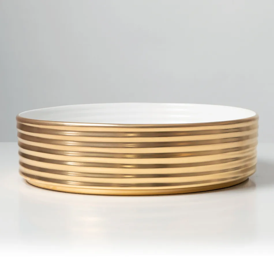 Lavatório de bancada em porcelanato ondulado, fabricado na Itália - Vibrazione Viadurini