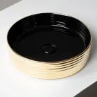 Lavatório de bancada em porcelanato ondulado, fabricado na Itália - Vibrazione Viadurini