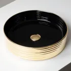 Lavatório de bancada em porcelanato ondulado, fabricado na Itália - Vibrazione Viadurini