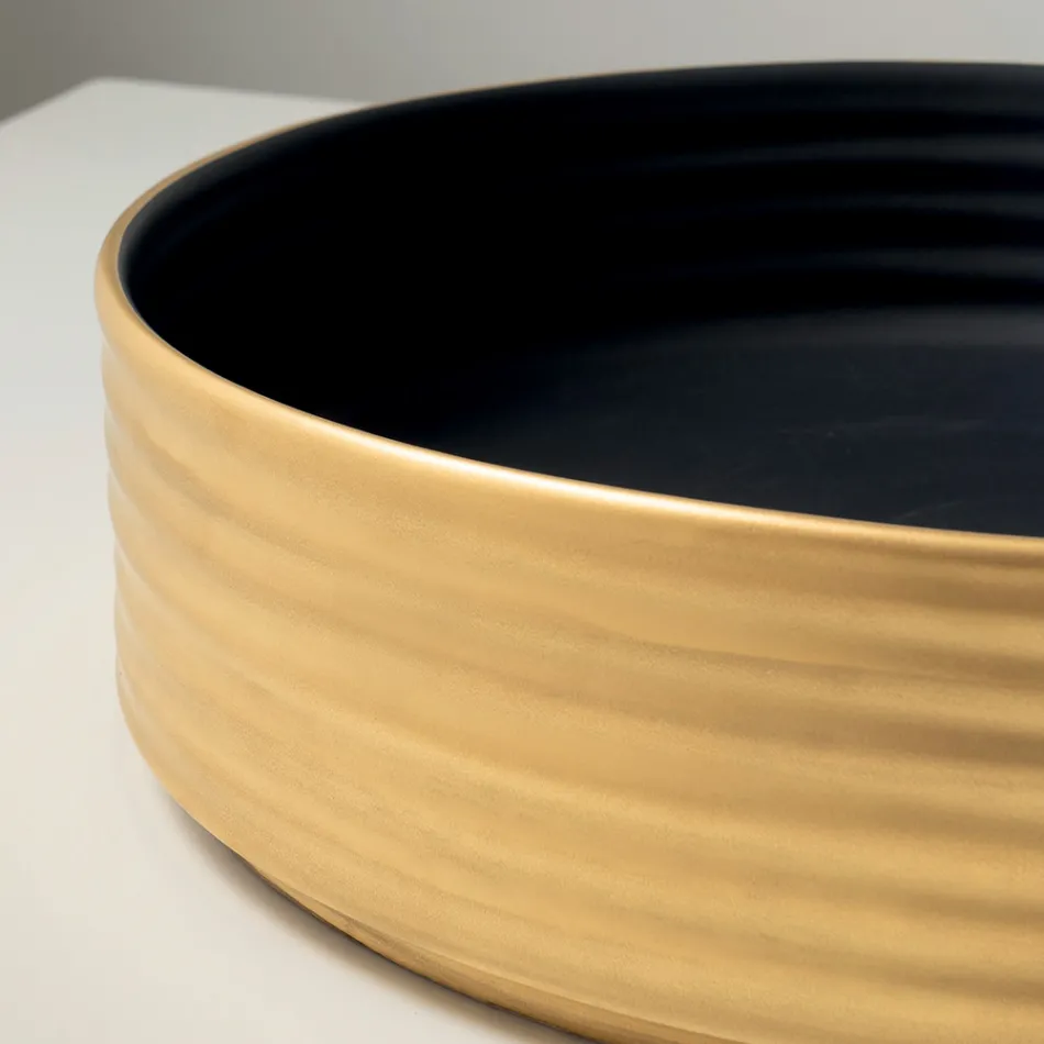 Lavatório de bancada em porcelanato ondulado, fabricado na Itália - Vibrazione Viadurini