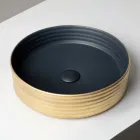 Lavatório de bancada em porcelanato ondulado, fabricado na Itália - Vibrazione Viadurini