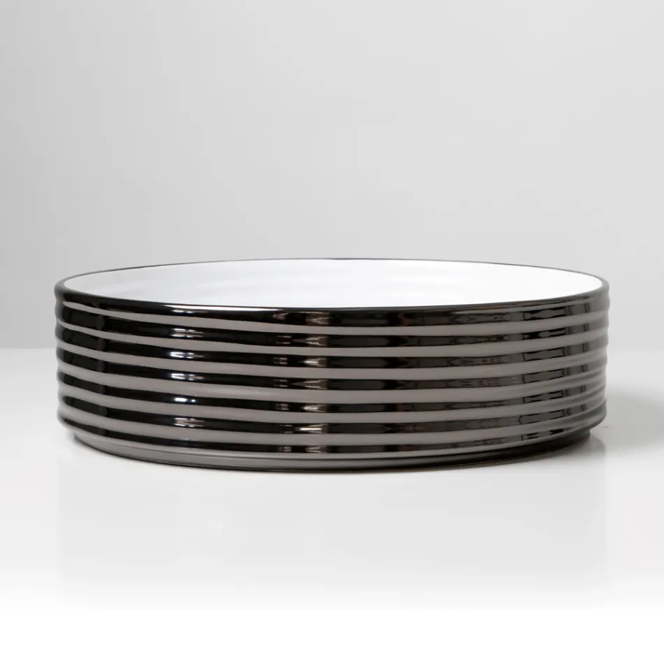 Lavatório de bancada em porcelanato ondulado, fabricado na Itália - Vibrazione Viadurini