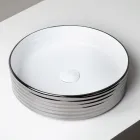 Lavatório de bancada em porcelanato ondulado, fabricado na Itália - Vibrazione Viadurini