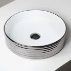 Lavatório de bancada em porcelanato ondulado, fabricado na Itália - Vibrazione Viadurini