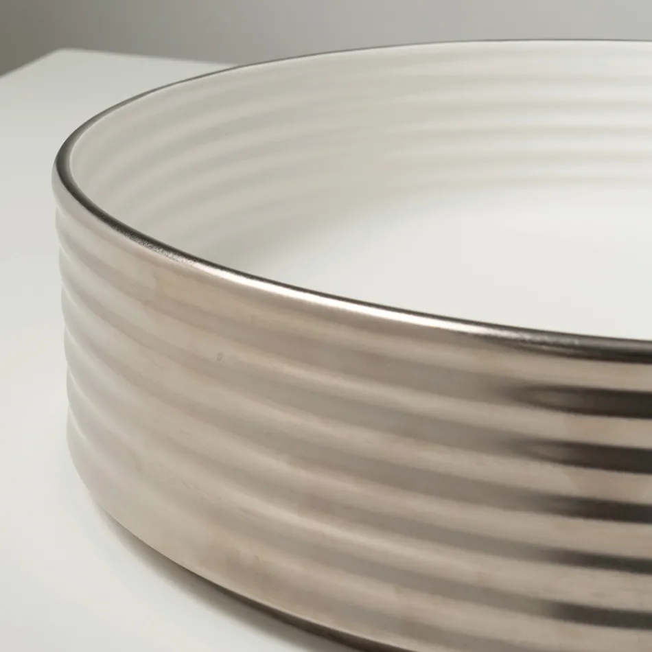 Lavatório de bancada em porcelanato ondulado, fabricado na Itália - Vibrazione Viadurini