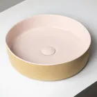 Lavatório de bancada Halo em porcelanato torneado à mão, fabricado na Itália. Viadurini