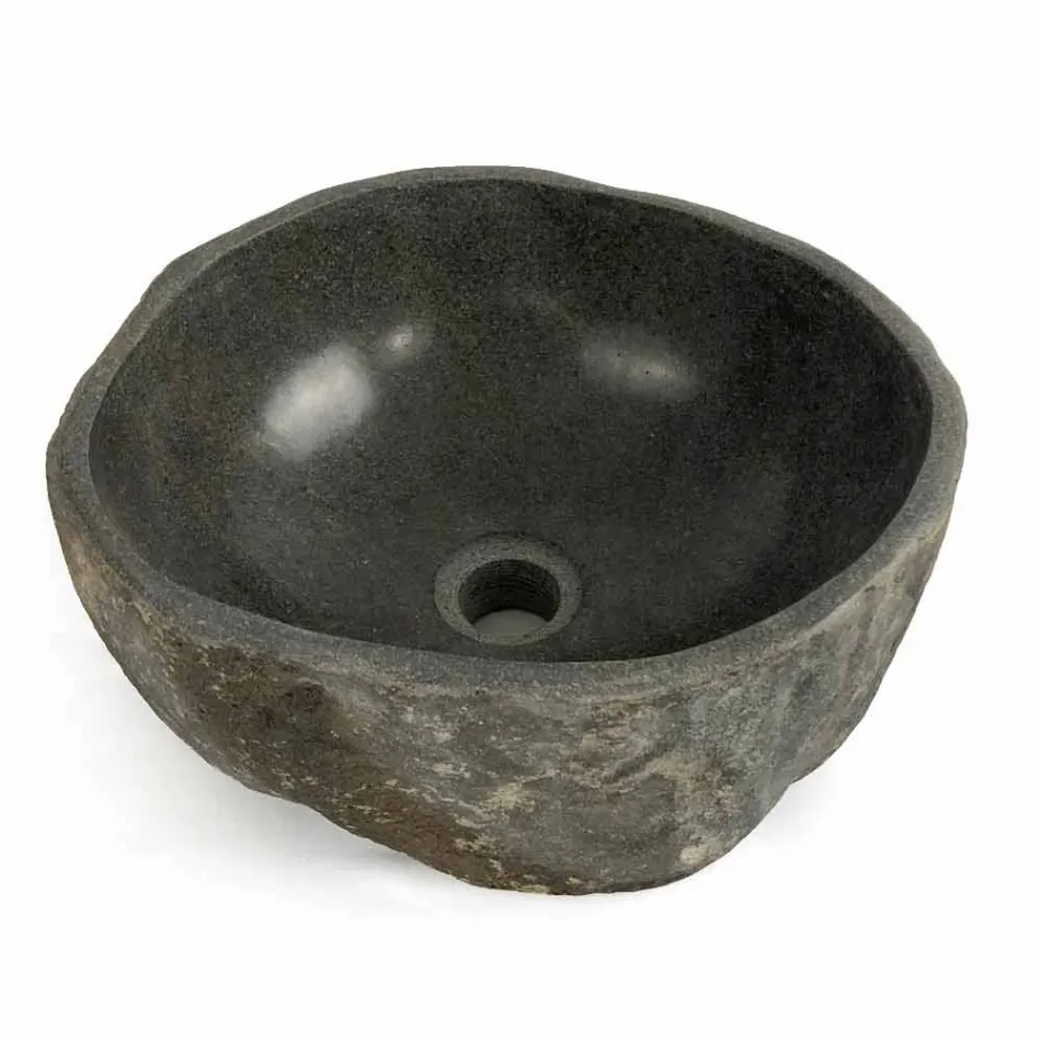 Lavatório de bancada em pedra natural do rio Agra Viadurini