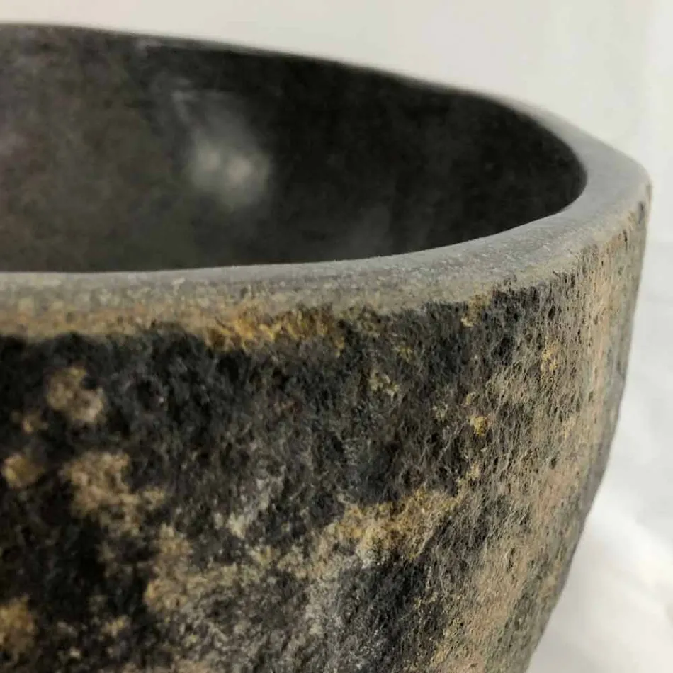 Lavatório de bancada em pedra natural do rio Agra Viadurini