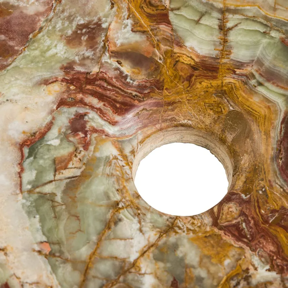 Lavatório de bancada em pedra ônix Leila, peça única feita à mão Viadurini