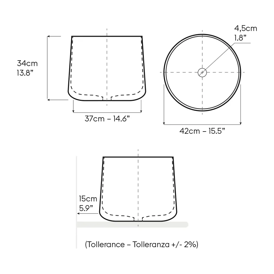 Lavatório de bancada em porcelana torneada à mão - Nomad Viadurini