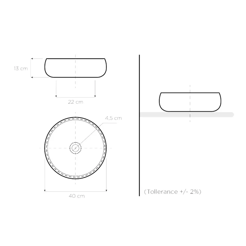 Lavatório de apoio em Raku Clay Platinum Finish Made in Italy - Ribano Viadurini