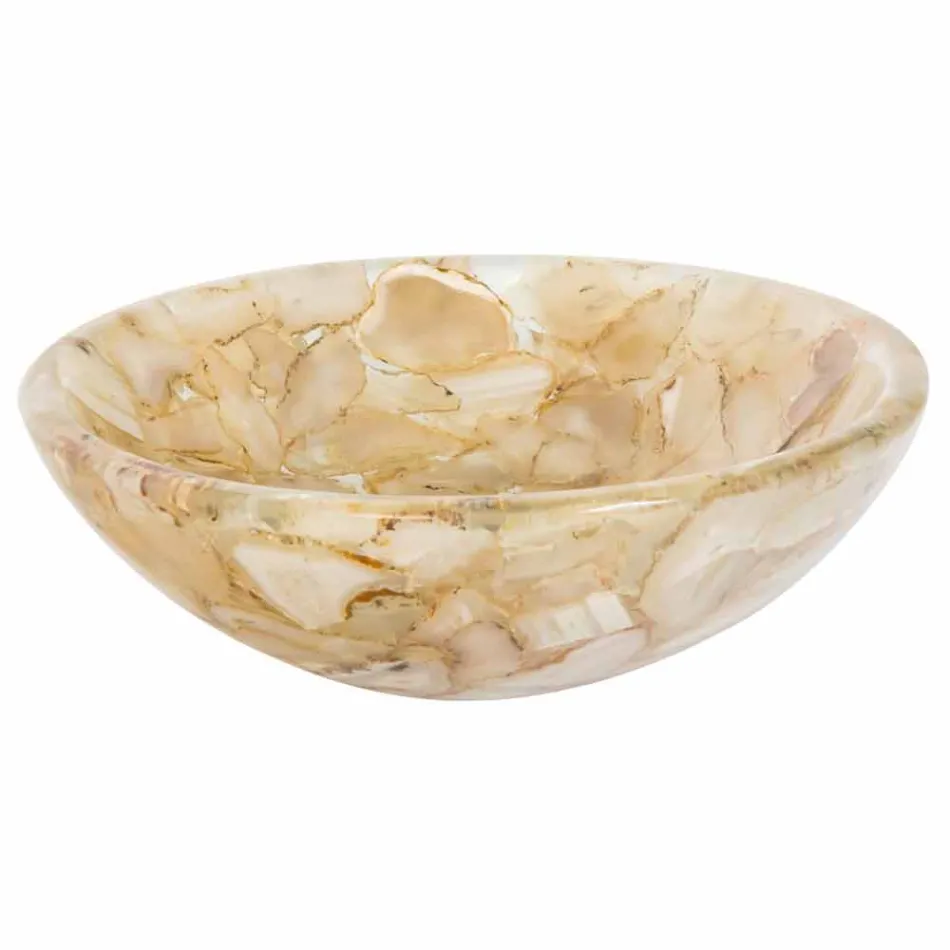 Lavatório de apoio de resina artificial Alma com pastilhas de pedra de ágata Viadurini