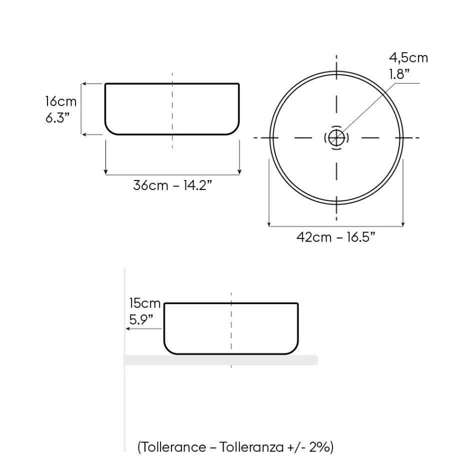 Lavatório de bancada Balance, em terra vermelha natural, com acabamento manual. Viadurini