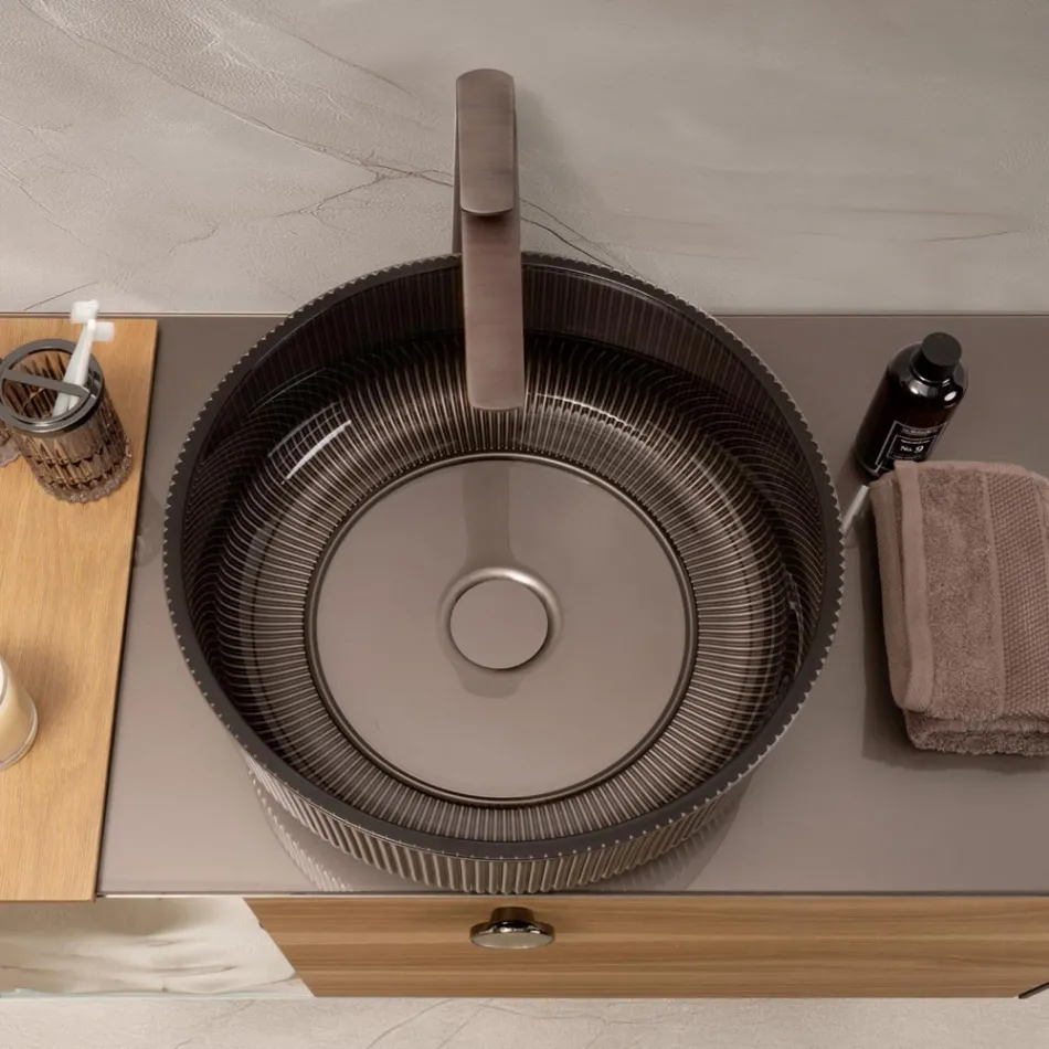 Pia de bancada em vidro veneziano revestido com resina e pintado - Excelsior Viadurini