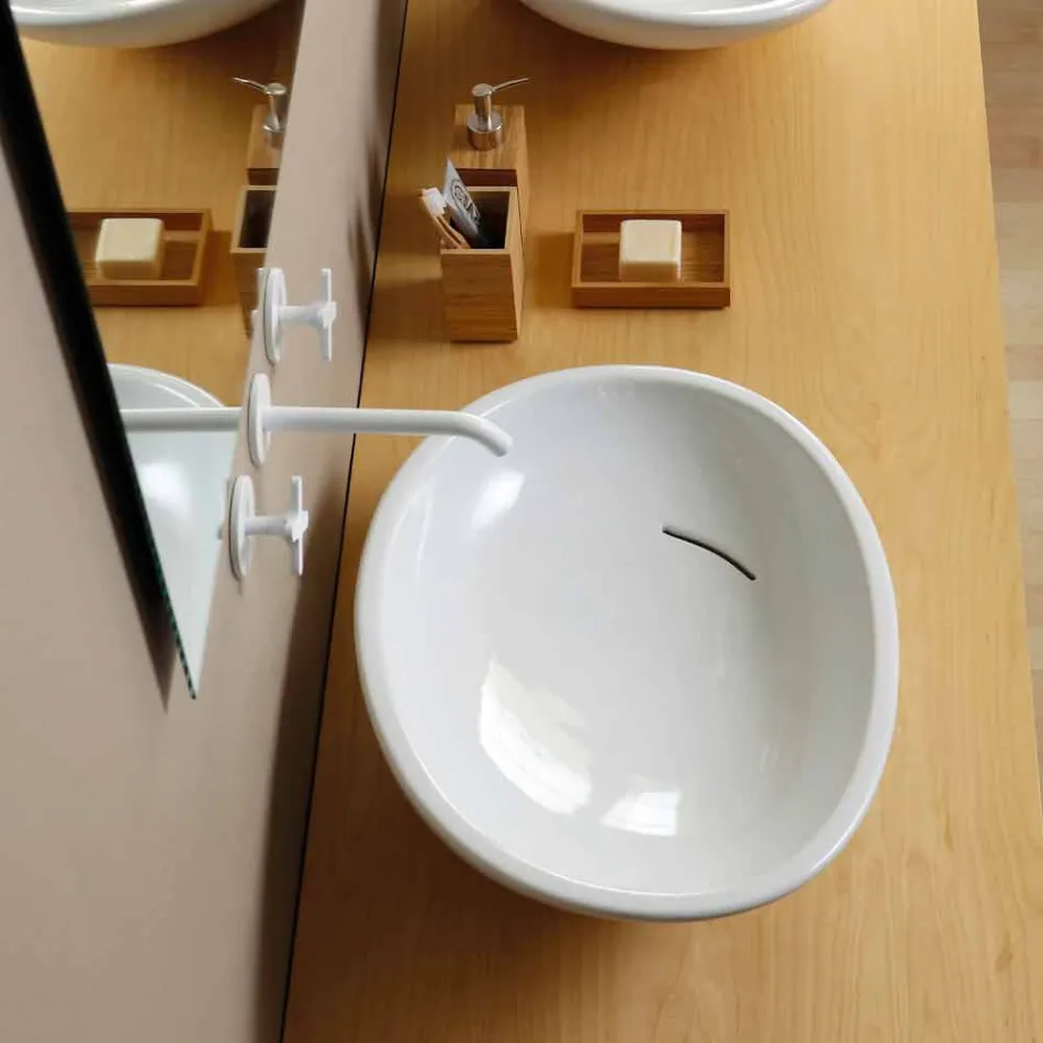 Lavatório de cerâmica design inclinado fabricado na Itália Glossy Viadurini