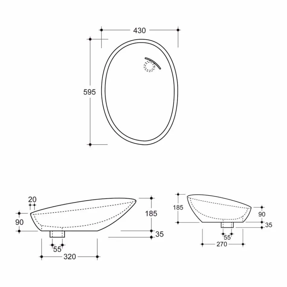 Lavatório de cerâmica design inclinado fabricado na Itália Glossy Viadurini