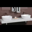 Lavatório inclinado com bancada de cerâmica branca de design moderno - Papavero Viadurini