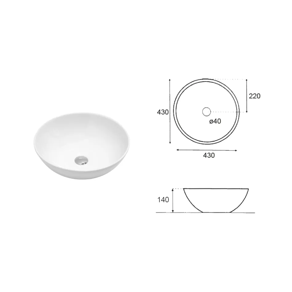 Lavatório oval inclinado de cerâmica com design moderno - Papavero Viadurini