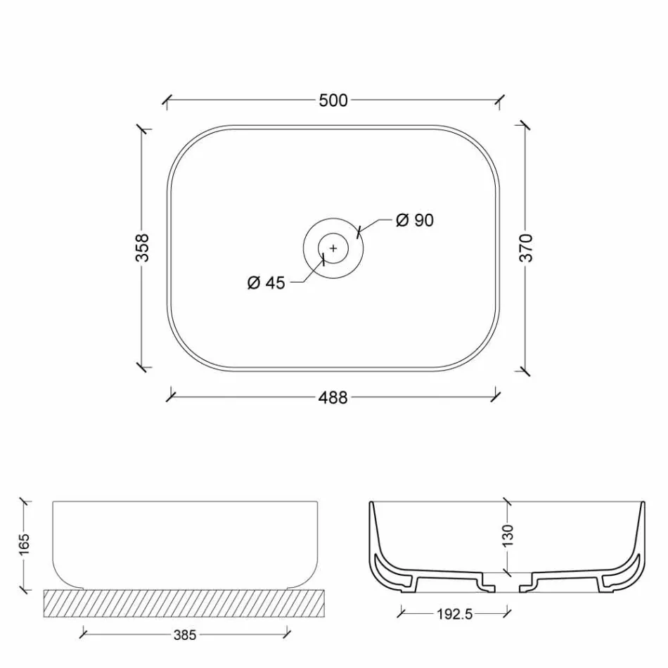 Lavatório moderno de bancada em cerâmica branca ou colorida Star 50x37 cm Viadurini