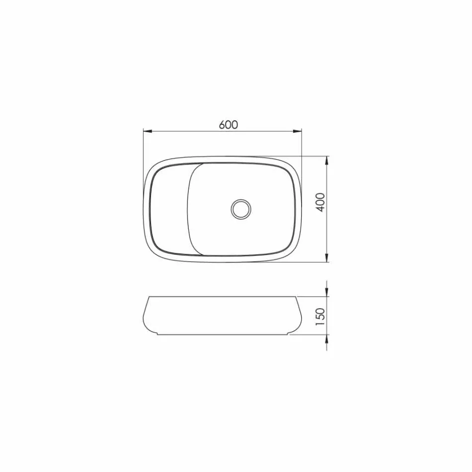 Lavatório de bancada de cerâmica moderna L 60cm made in Italy, Gaiola Viadurini