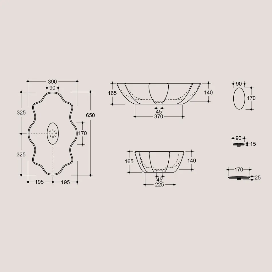 Lavatório de bancada moderno em cerâmica brilhante Made in Italy - Cube Viadurini