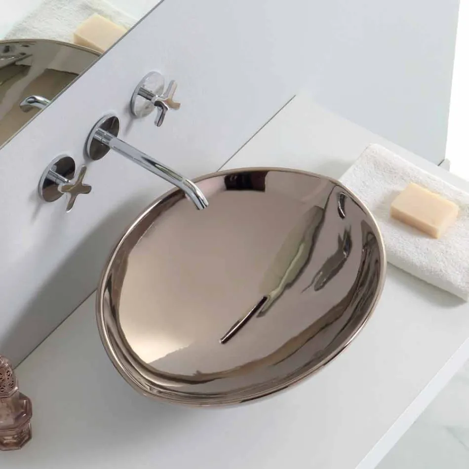 Lavatório de cerâmica moderna bancada feita na Itália Viadurini