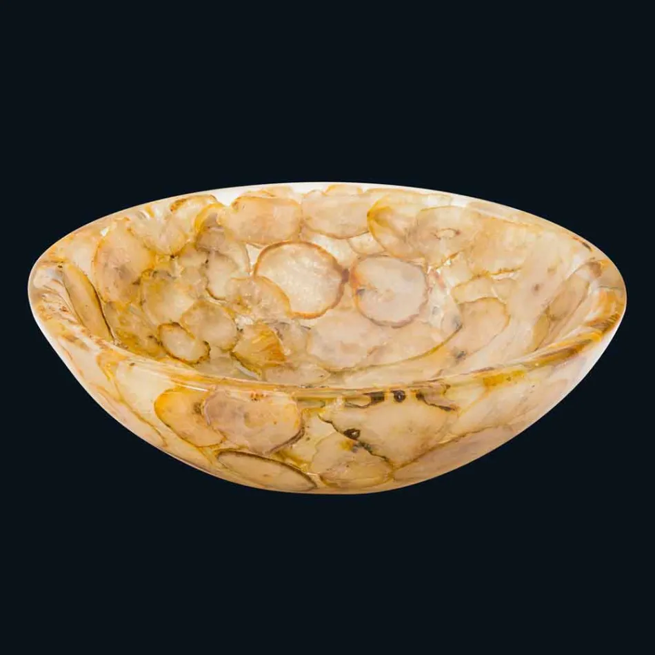 Pia bancada moderna em resina artificial e pedra de ágata Petra Viadurini