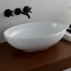 Lavatório oval de bancada em cerâmica brilhante Made in Italy - Ferry Viadurini