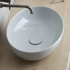Lavatório oval de bancada em cerâmica brilhante Made in Italy - Ferry Viadurini