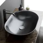 Lavatório oval de bancada em cerâmica mate Made in Italy - Nelly Viadurini