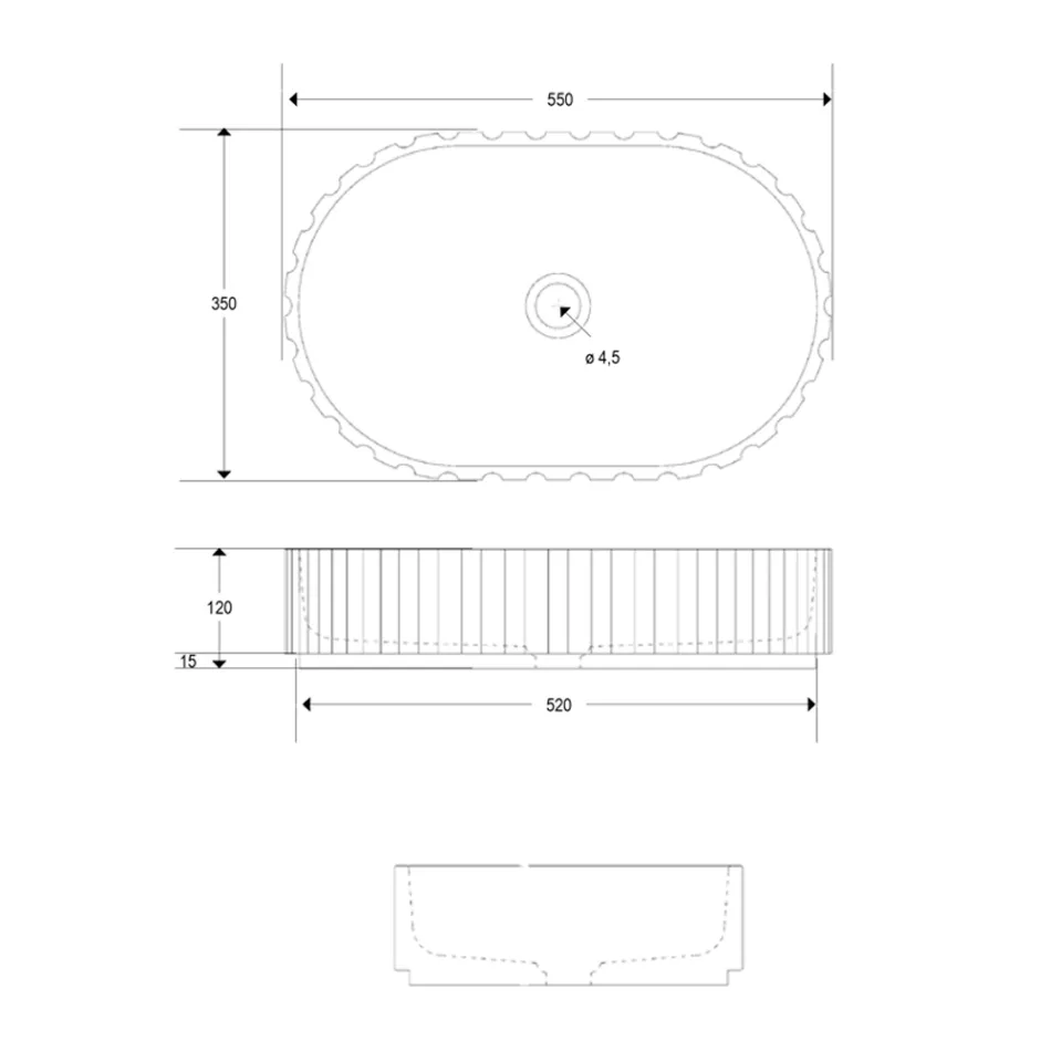Lavatório de bancada oval para banheiro em mármore branco - Cunzite Viadurini