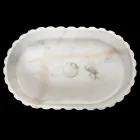 Lavatório de bancada oval para banheiro em mármore branco - Cunzite Viadurini