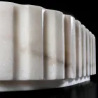 Lavatório de bancada oval para banheiro em mármore branco - Cunzite Viadurini