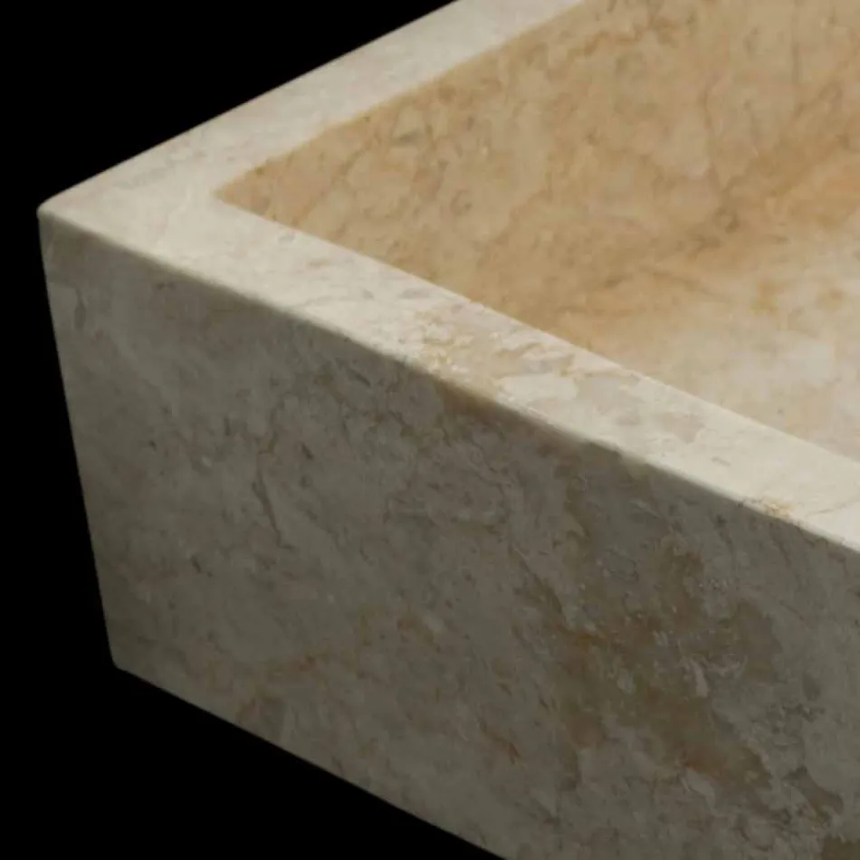 Lavatório de apoio branco em pedra natural Jef, peça única Viadurini