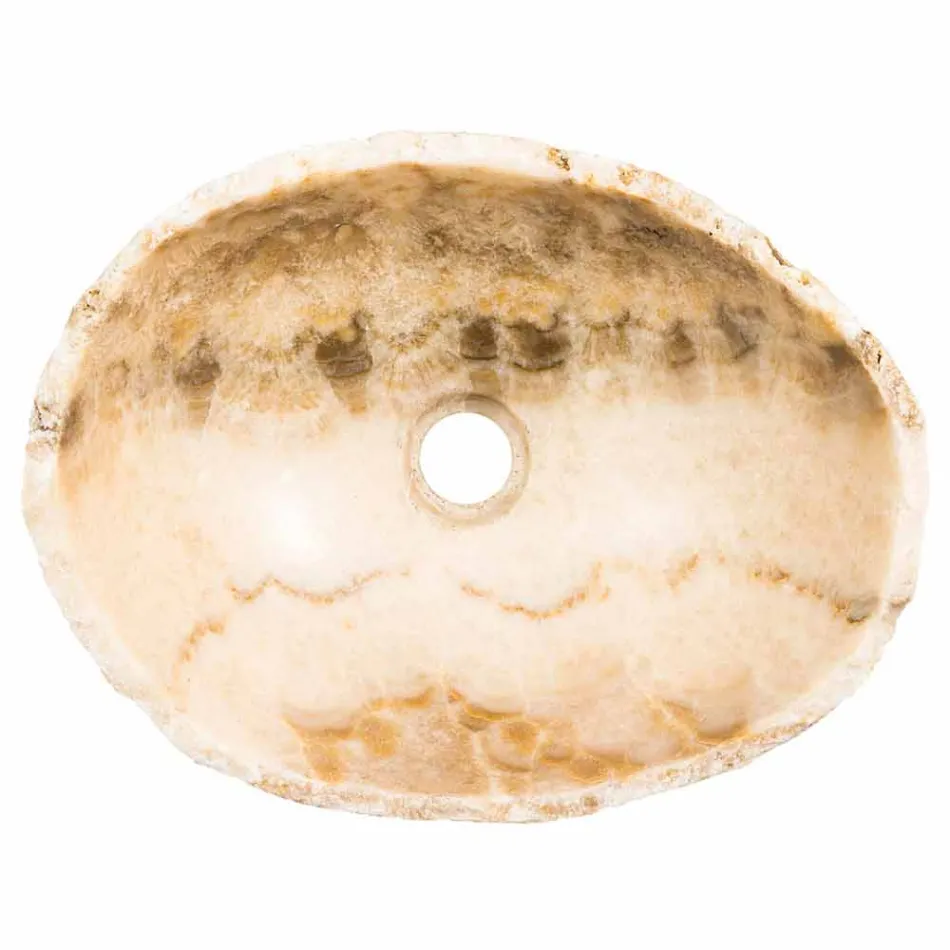 Lavatório de bancada feito à mão de pedra ônix - Barolo Viadurini