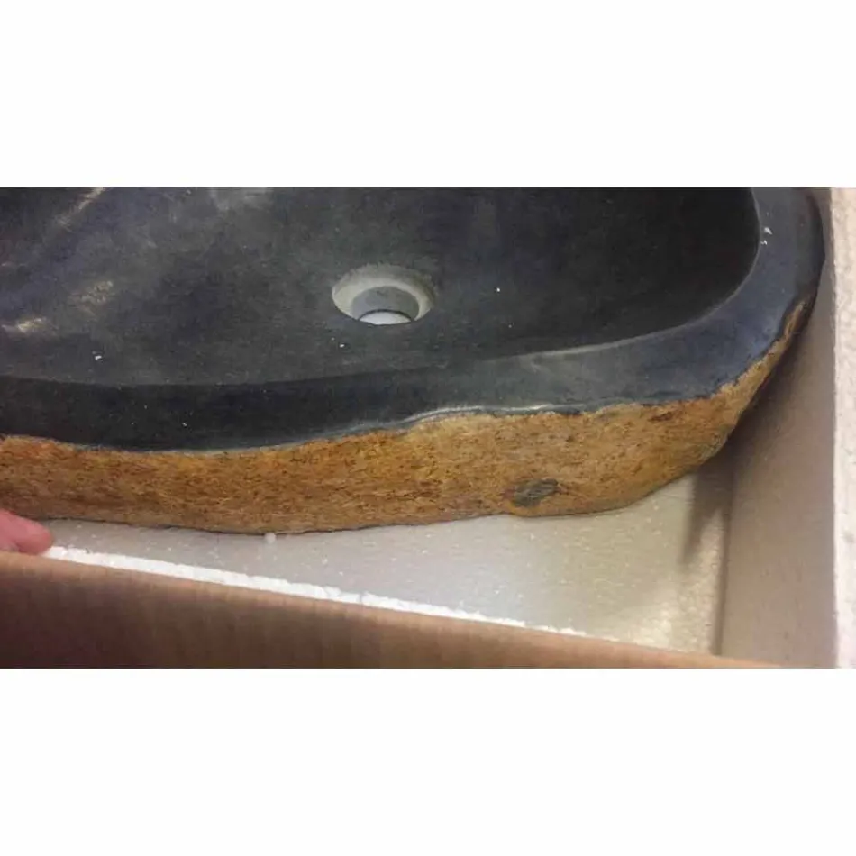 Misturador de lavatório de bancada em basalto Hassan Viadurini