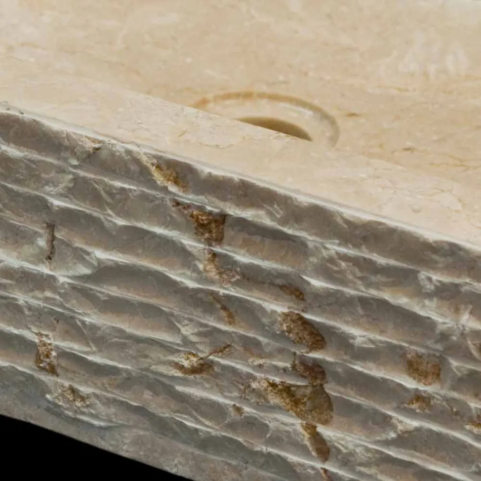 Lavatório único pedaço de pedra natural Hydro White Viadurini