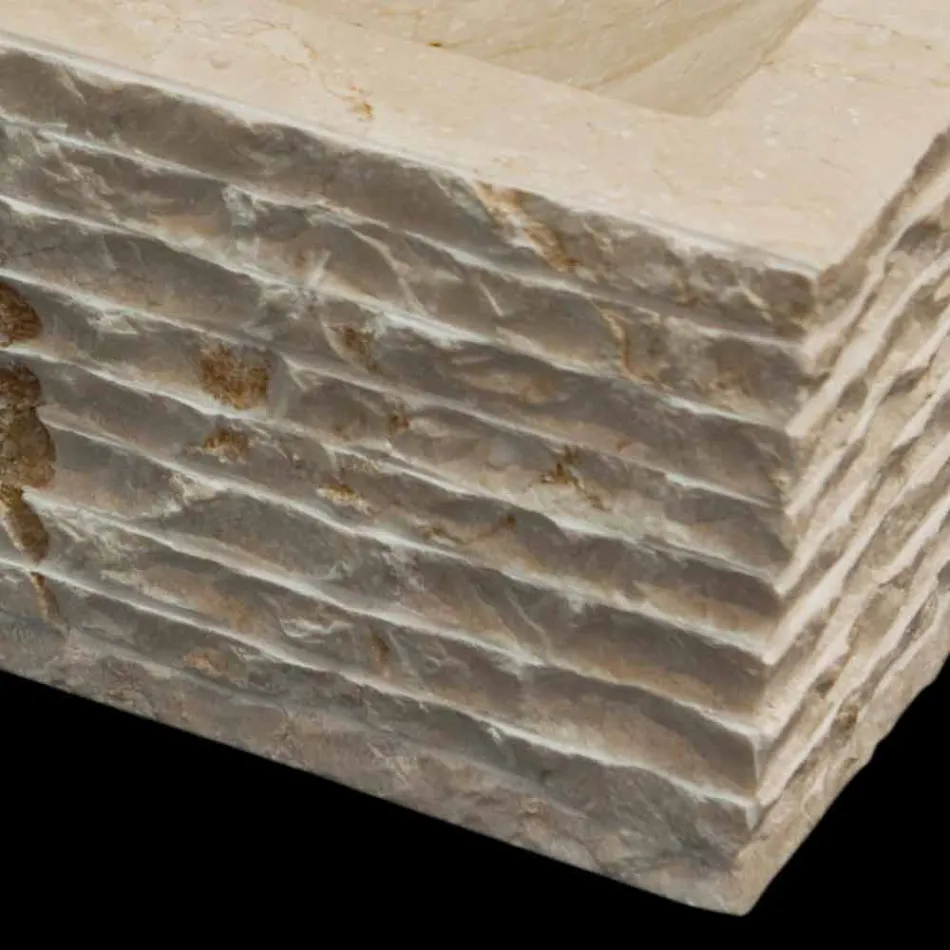 Lavatório único pedaço de pedra natural Hydro White Viadurini