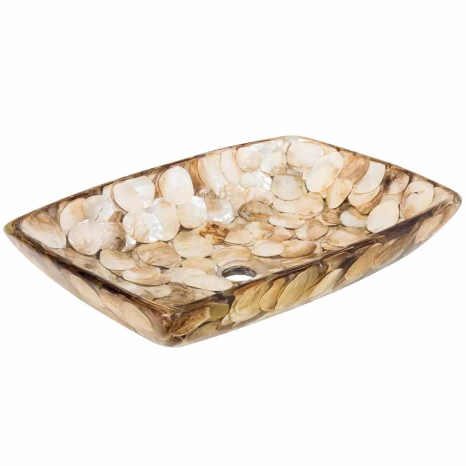 Lavatório de uma peça de bancada feito de resina artificial Inez, feito à mão Viadurini