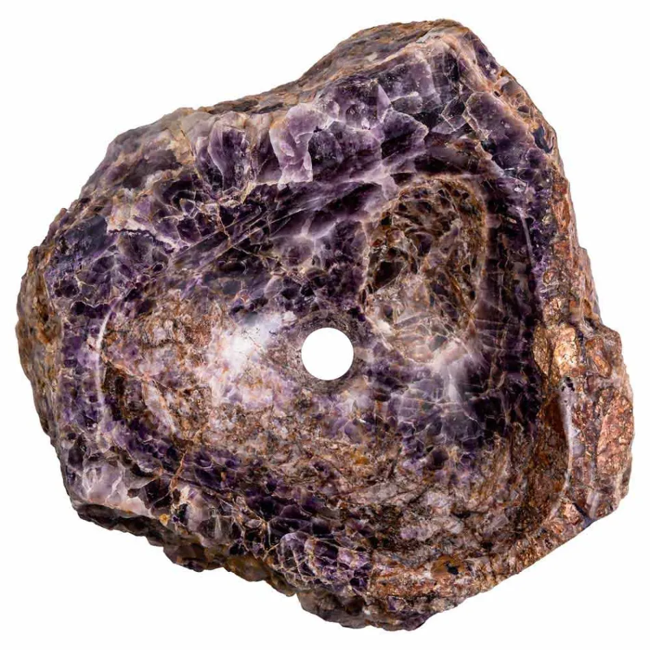 Lavatório de apoio produzido à mão em pedra de ametista, Vidor Viadurini