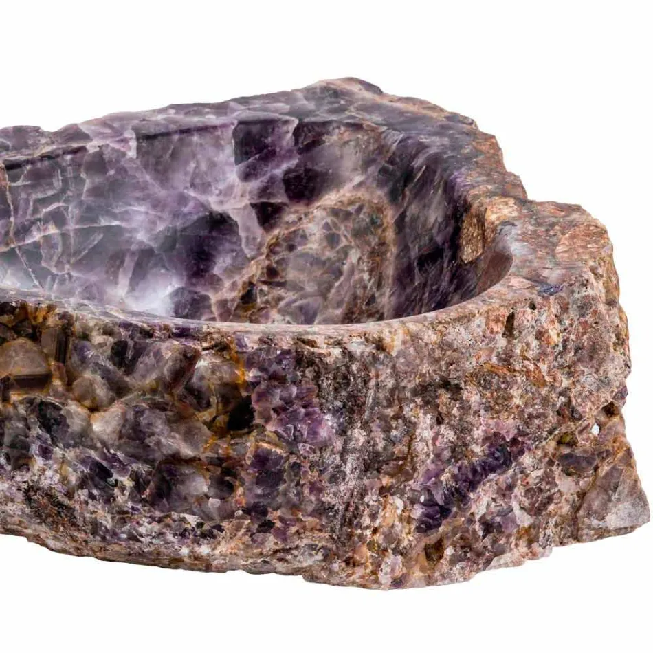 Lavatório de apoio produzido à mão em pedra de ametista, Vidor Viadurini