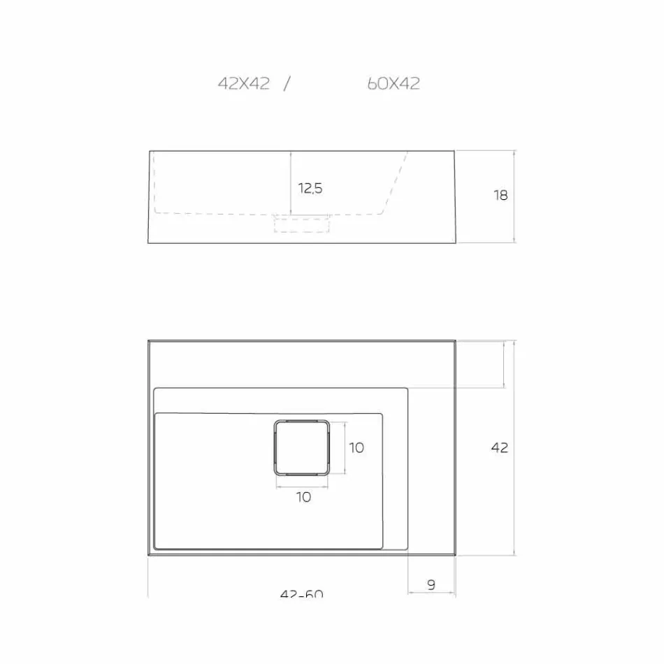 Lavatório moderno design quadrado feito na Itália, Lavis Viadurini