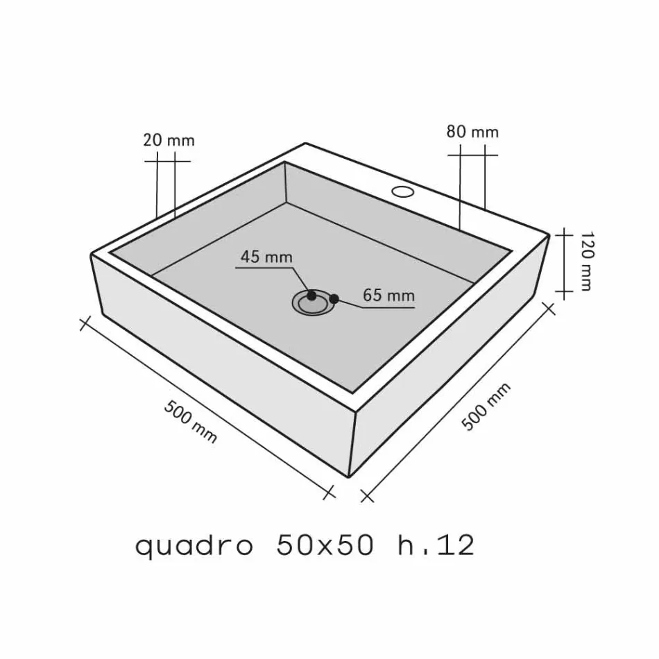 Quadrado de suporte de bancada na proibição de basalto preto Viadurini