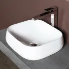 Lavatório de bancada quadrado em cerâmica branca com design moderno - Papavero Viadurini