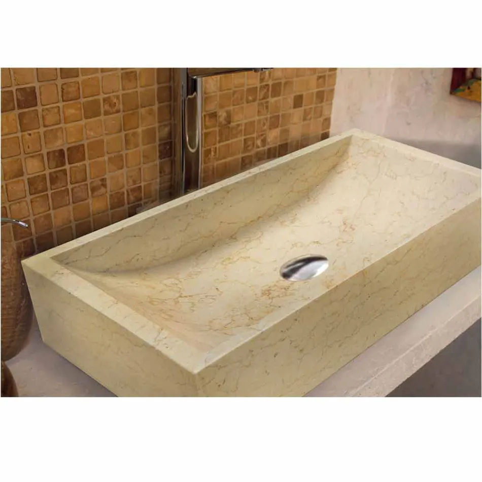 Suporte de bancada quadrado pedra Natural bege Jacarta Viadurini