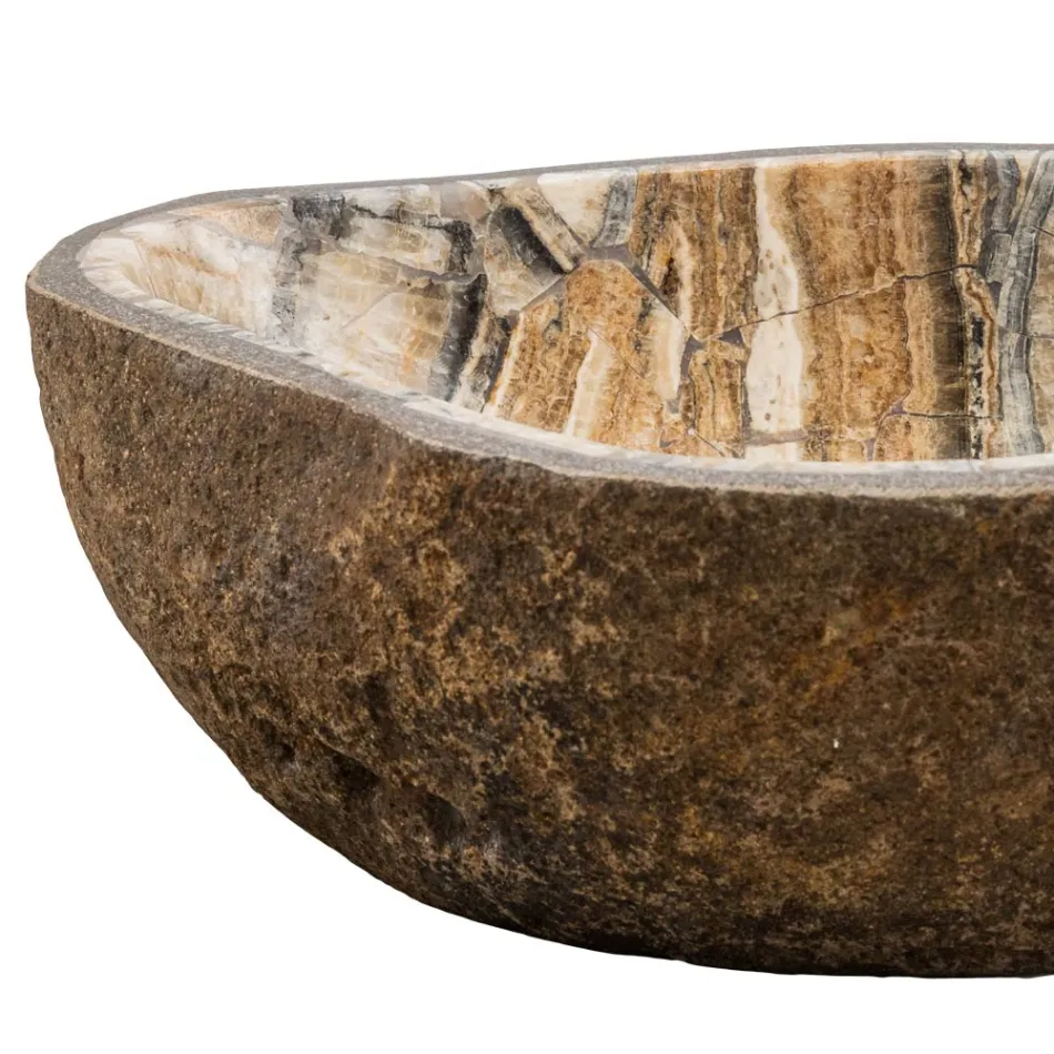 Lavatório de bancada feito à mão em pedra do rio, Palata Viadurini