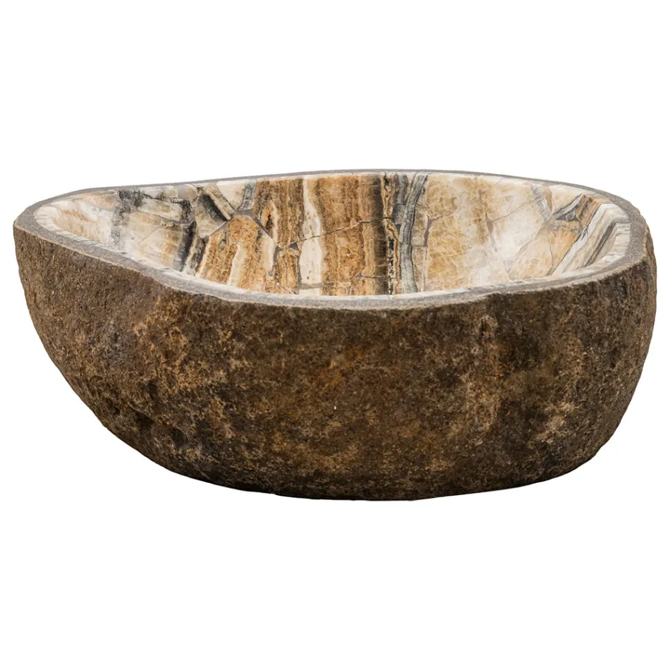 Lavatório de bancada feito à mão em pedra do rio, Palata Viadurini