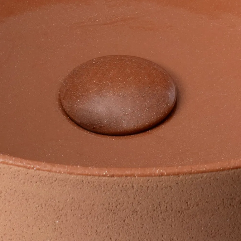 Lavatório de bancada feito de barro natural com diversos acabamentos - Balance Viadurini