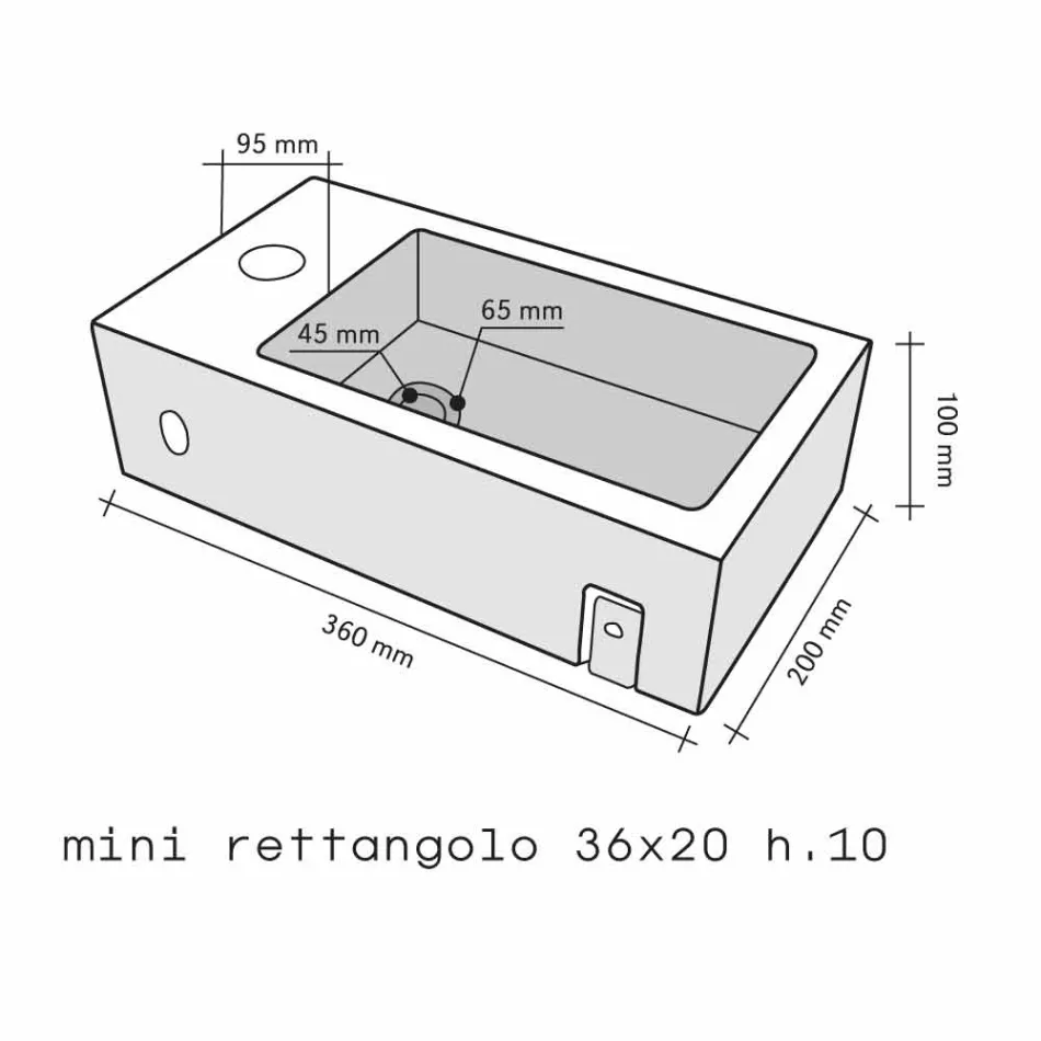 Suporte retangular de bancada em basalto preto Beli Viadurini